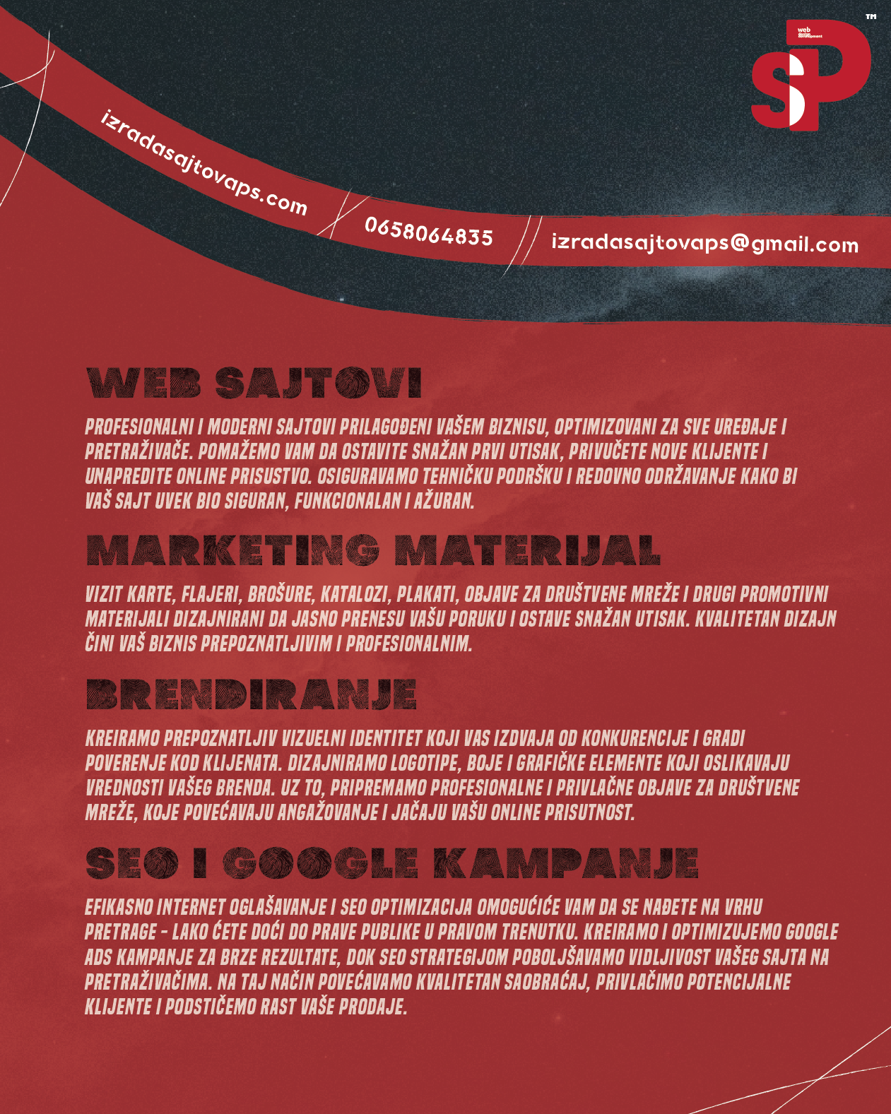 Marketing materijal slike Izrada sajtova PS